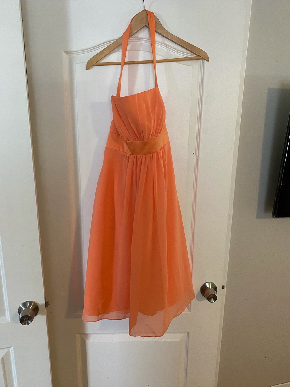 Orange Halter Chiffon Dress